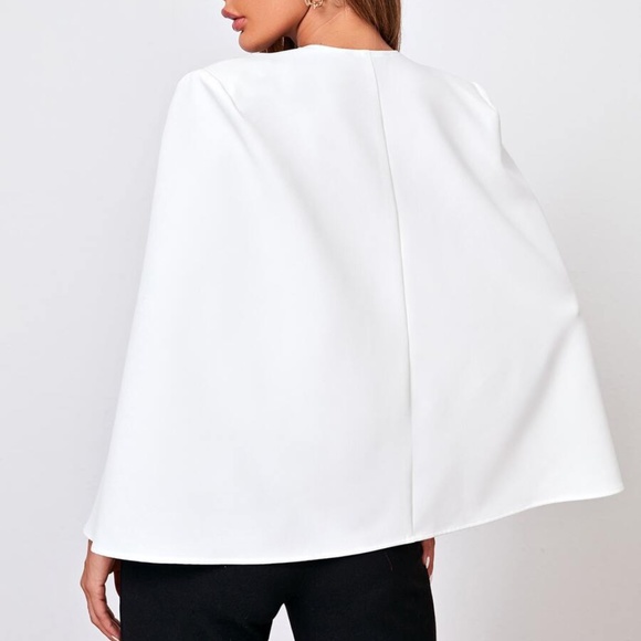 Classic White cape office Work Minimalist Blazer - Picture 5 of 7